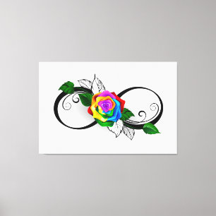 Toile Symbole d'infini avec Rose arc-en-ciel
