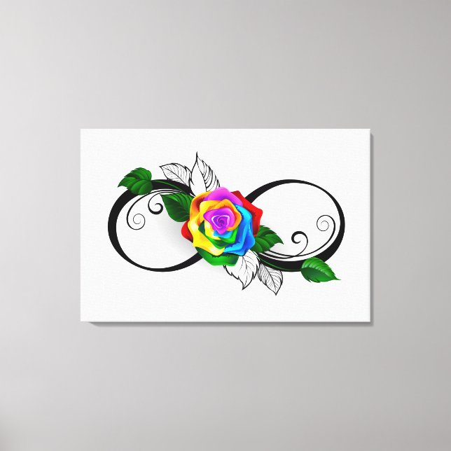 Toile Symbole d'infini avec Rose arc-en-ciel (Recto)