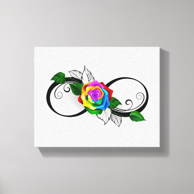 Toile Symbole d'infini avec Rose arc-en-ciel (Recto)