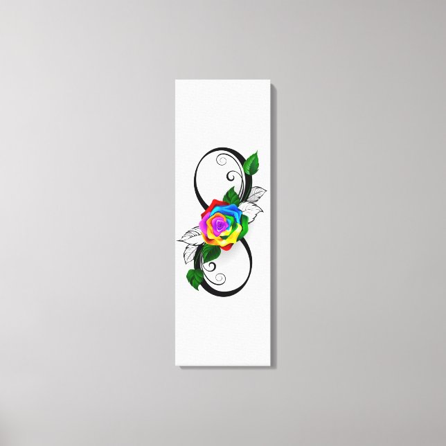 Toile Symbole d'infini avec Rose arc-en-ciel (Recto)