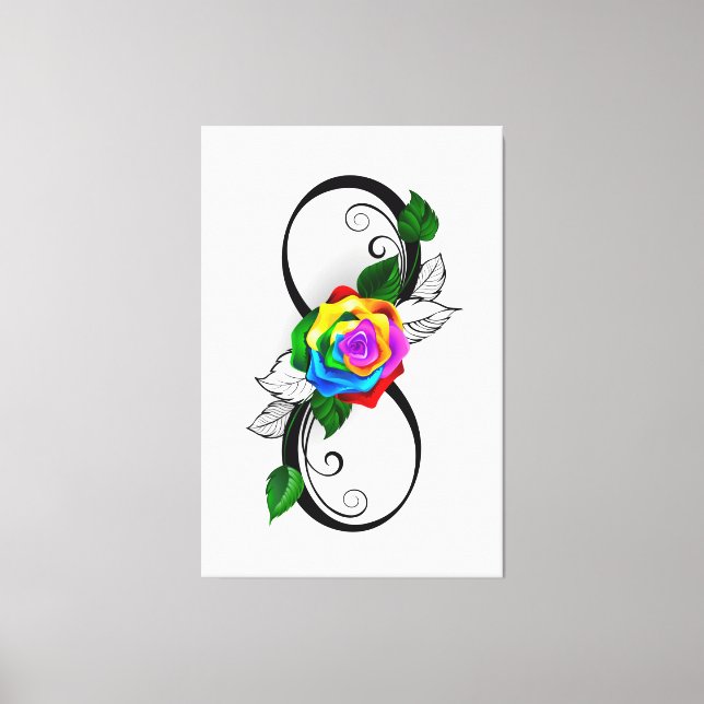 Toile Symbole d'infini avec Rose arc-en-ciel (Recto)