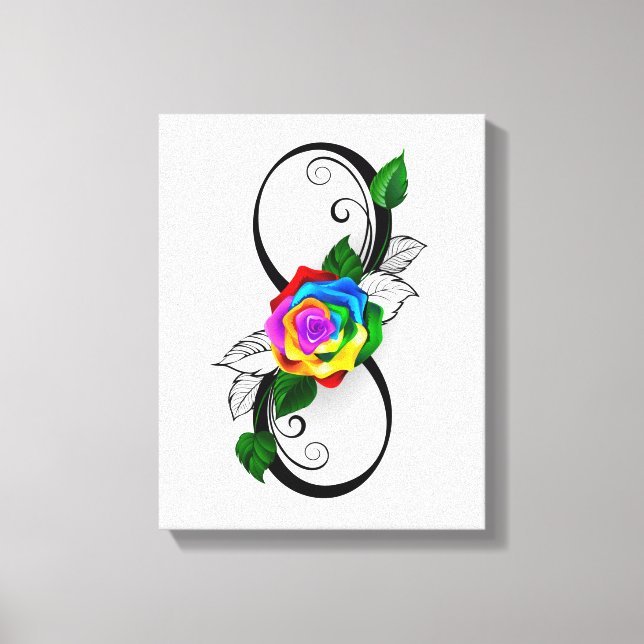 Toile Symbole d'infini avec Rose arc-en-ciel (Recto)