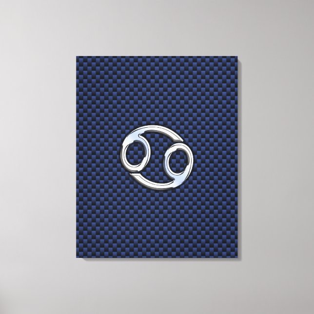 Toile Symbole du cancer Zodiac Marine Blue Carbon Fiber  (Recto)