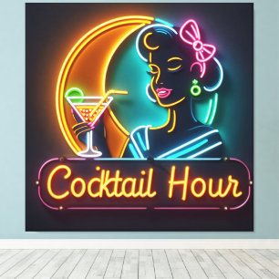 Toile SYMBOLE DU NEON DU MILIEU DU SIÈCLE Cocktail Hour