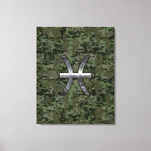 Toile Symbole du zodiaque Pisces Camouflage numérique Wo