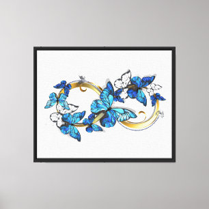 Toile Symbole infini de papillons Morpho bleus