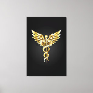 Toile Symbole Polygonal Or Caduceus