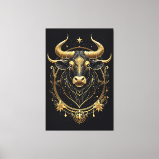 Toile Symbole zodiaque du Taurus d'or