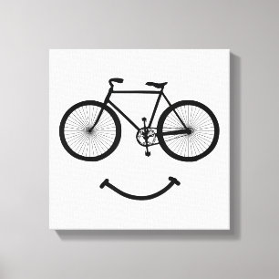 Toile T-Shirt Bicycle et Smile Vélo Tee Shirt Noir