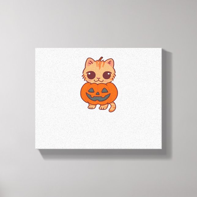 Toile T-Shirt Chat Halloween Cute - Deux Chats Kawaii Ho (Recto)