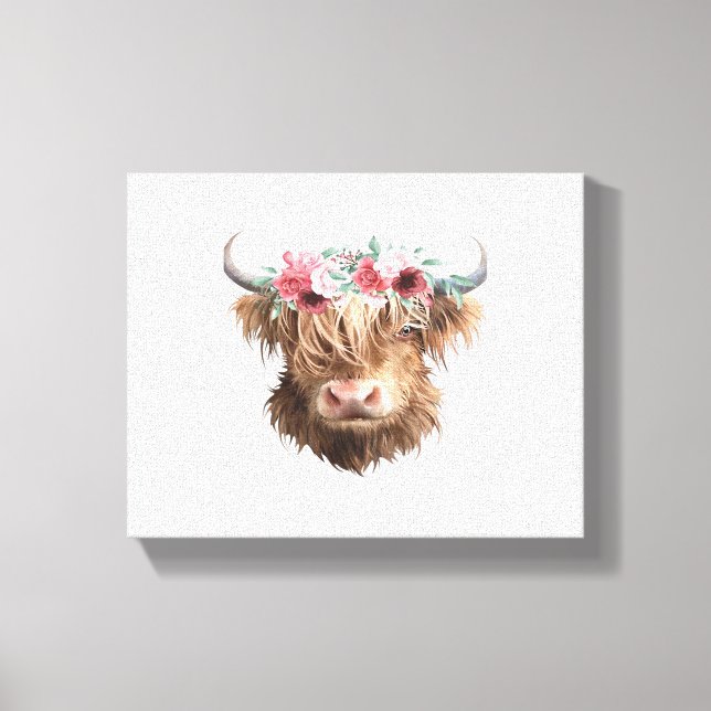 Toile T-shirt classique Peinture de vache Highland (Recto)