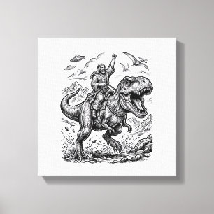 Toile T-shirt graphique à motif de cavalier dinosaure gr