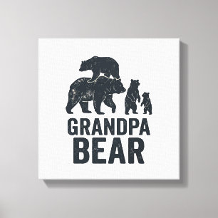 Toile T-shirt ours ours papy vintage gravure famille our