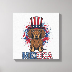 Toile T-shirt vintage pour chien teckel patriotique Meri