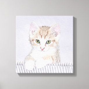 Toile Tabby Orange Kitten Peinture - Art Chat original