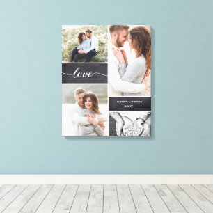 Toile Tableau couple ardoise Collage de photos Amour écr