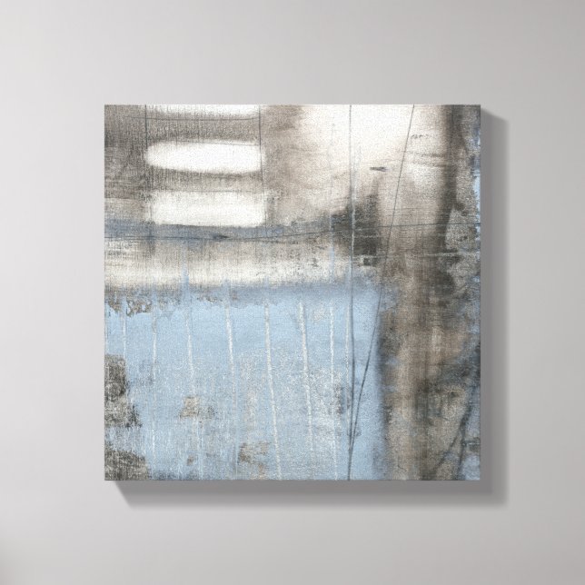Toile Tableau gris et bleu Abstrait (Recto)