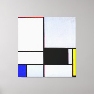Toile TABLEAU MONDRIEN II avec Rouge, Noir, Jaune, Bleu