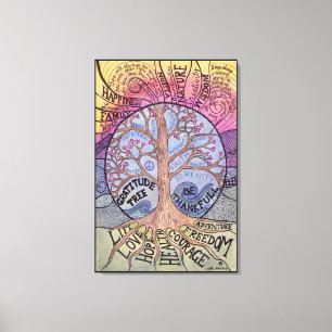 Toile Tableaux étirés Premium de l'arbre de Gratitude
