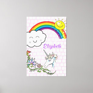 Toile Tablette étirée Imprimer Arc-en-ciel Unicorne