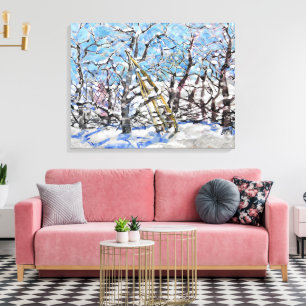 Toile Taille des pommiers en hiver / Artiste Larry Lerew