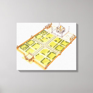 Toile Taj Mahal. Adra India. Tombeau et jardins