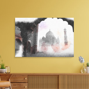 Toile Taj Mahal Canvas Imprimer - Poster Vintage voyage 