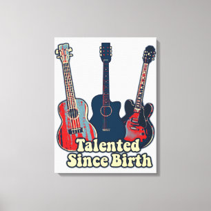 Toile Talentueux depuis la naissance. guitares rétro col