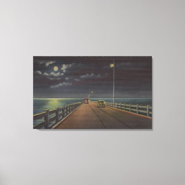 Toile Tampa, Floride - Vue sur la lune du pont Gandy (Recto)