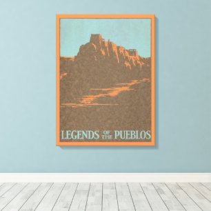 Toile Taos Pueblos vintage du Nouveau-Mexique, Art de po