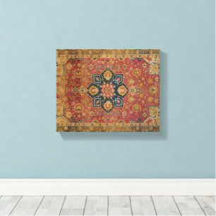 Toile Tapis persan asiatique Kashan or rouge
