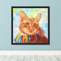 Tapis Rouge Gingembre Feline Peinture à l'huile to