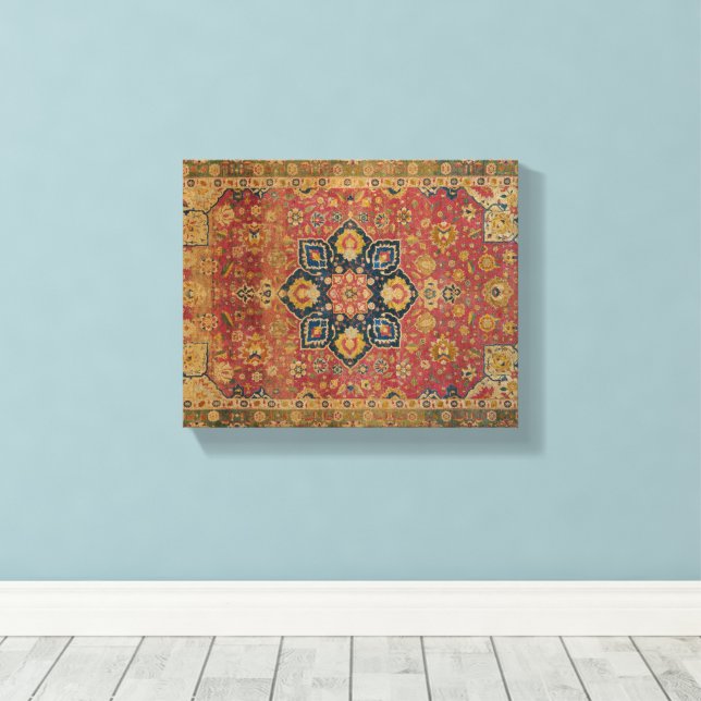 Toile Tapis rouge or Kashan tapis Perse Asiatique (Insitu (Plancher de Bois))