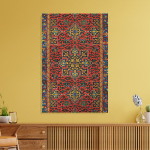 Toile Tapisserie de tapis persan rouge bleu classique