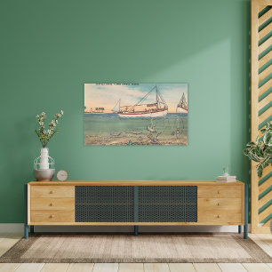 Toile Tarpon Springs, FL - Vue sur le bateau et la mer p