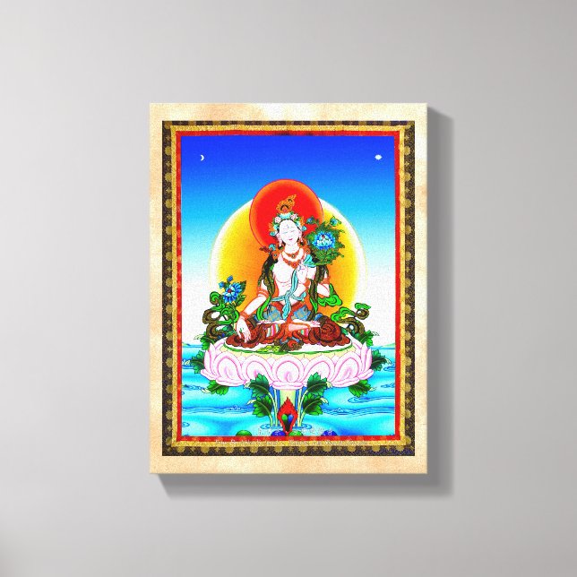Toile Tatouage cool oriental tibétain thangka blanc Tara (Recto)