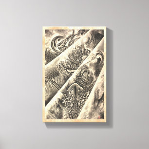 Toile Tatouage japonais vintage classique frais d'encre