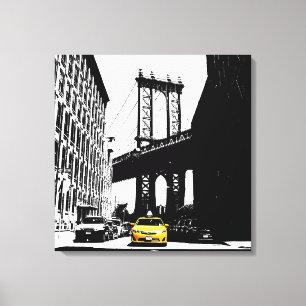 Toile Taxi jaune New York City Nyc Brooklyn Bridge