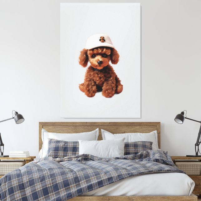 Toile Teacup Poodle with Hat (Insitu(Chambre))