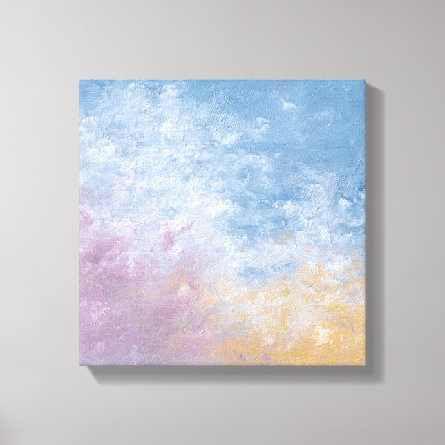 Toile Teal & Peach Textured Abstract Canvas Print (Recto)