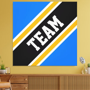 Toile TEAM Gras Bleu Clair Noir Orange Bandes de Course