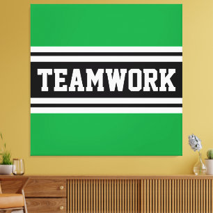 Toile TEAMWORK Athletic Green Black White Racing Stripes