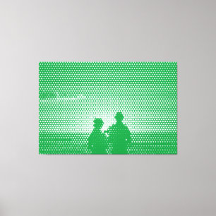 Toile Tech White&Green Halftone Effet Couple sur la plag