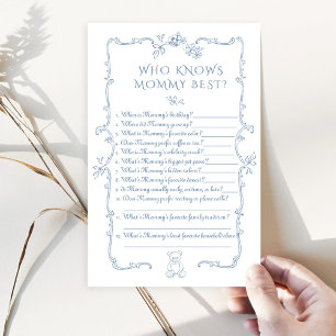 Toile Teddy Bear Who Knows mommy best baby shower