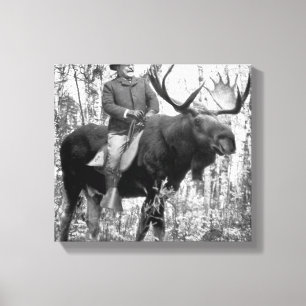 Toile Teddy Roosevelt montant un orignal de Taureau