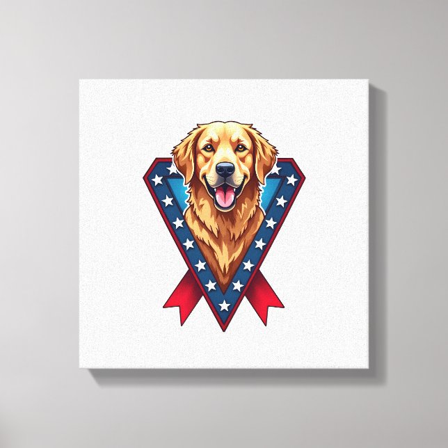 Toile Tee à ruban de la victoire Retriever doré patrioti (Recto)