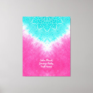 Toile Teinture à carreaux rose et bleu avec Mandala Sway