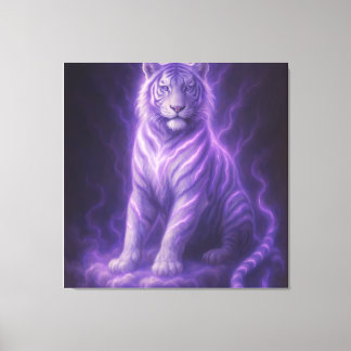 Toile Tempête céleste Tigre blanc – Aura bleu électrique