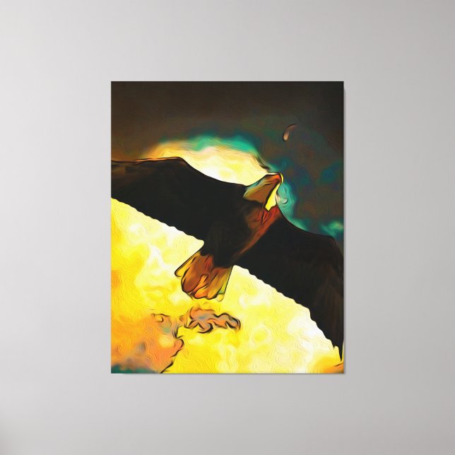 Toile Tempête d'aigle - Flying Bald Eagle Imaginaire Art (Recto)