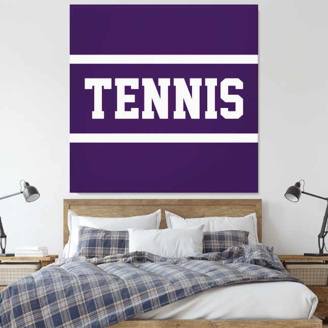 Toile TENNIS Fun Bold Athletic Deep Purple White Stripes (Insitu(Chambre))